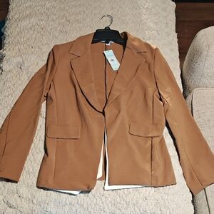 Women's Camel Single-Button Blazer Jacket
